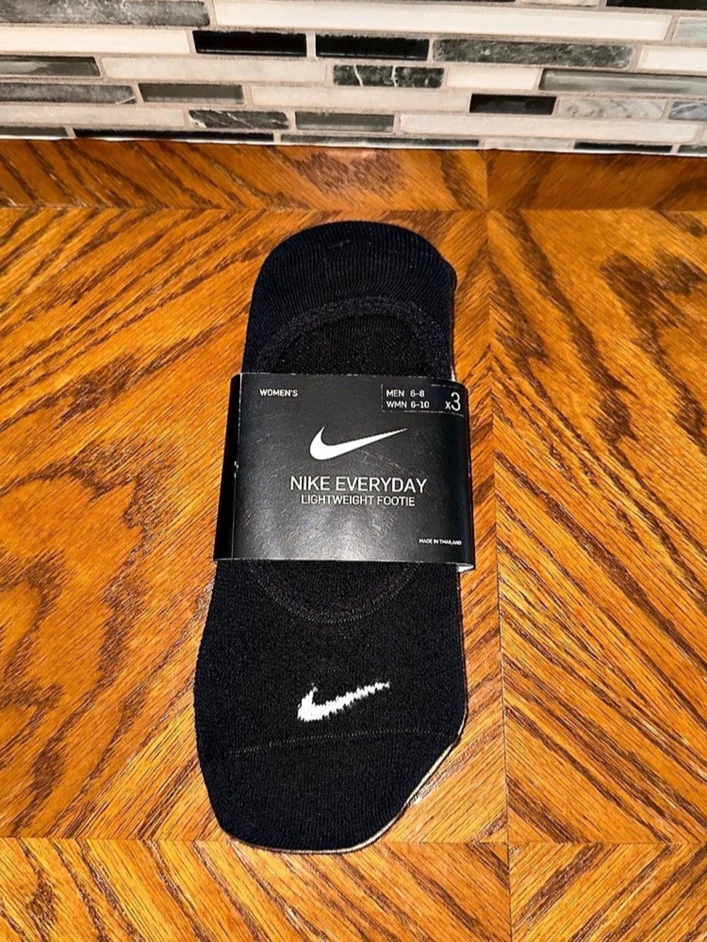 NWT Nike Everyday Lightweight Footie Socks 3 Pack Black White Tan Medium